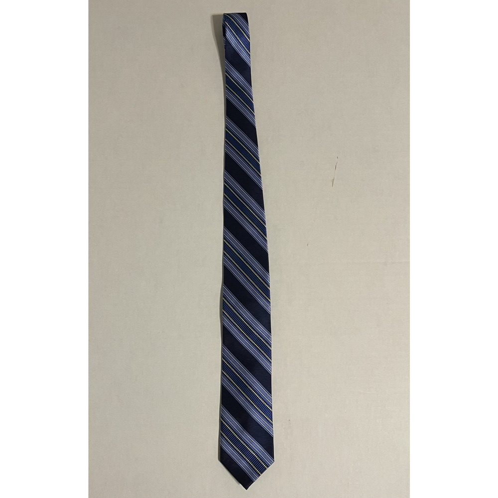 Bruno Piattelli 100% silk striped‎ tie in multi-color blue and yellow